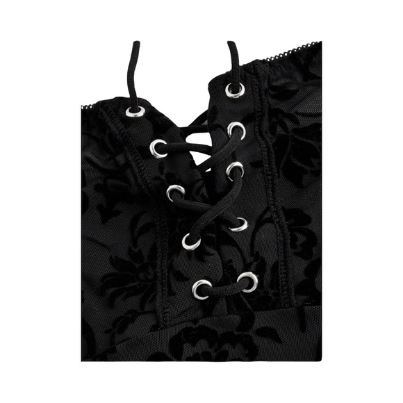 Gothic Floral 2 piece lace body suit and lace cover up (8/10 Large) - Picture 7 of 10